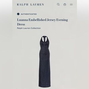 PURPLE LABEL Ralph Lauren Embellished Navy Maxi Dress